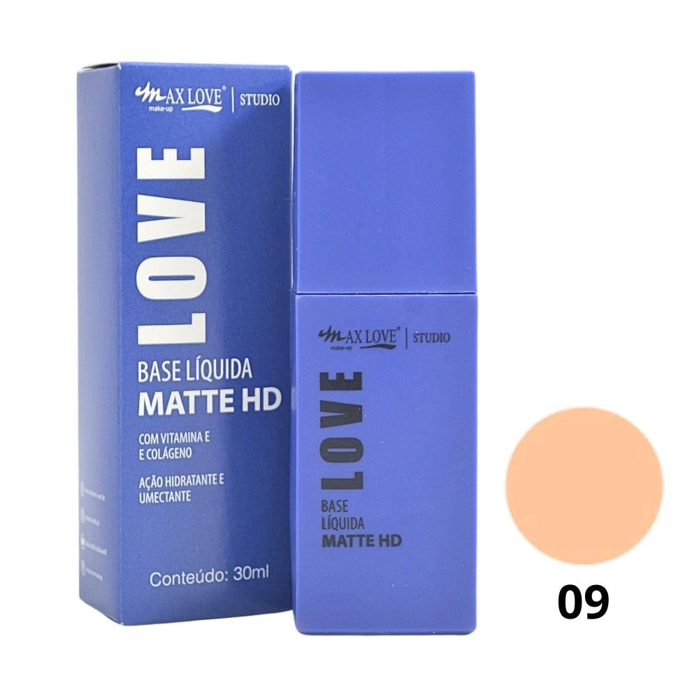  Base Líquida Matte HD Vitamina E Cor 9 Max Love 