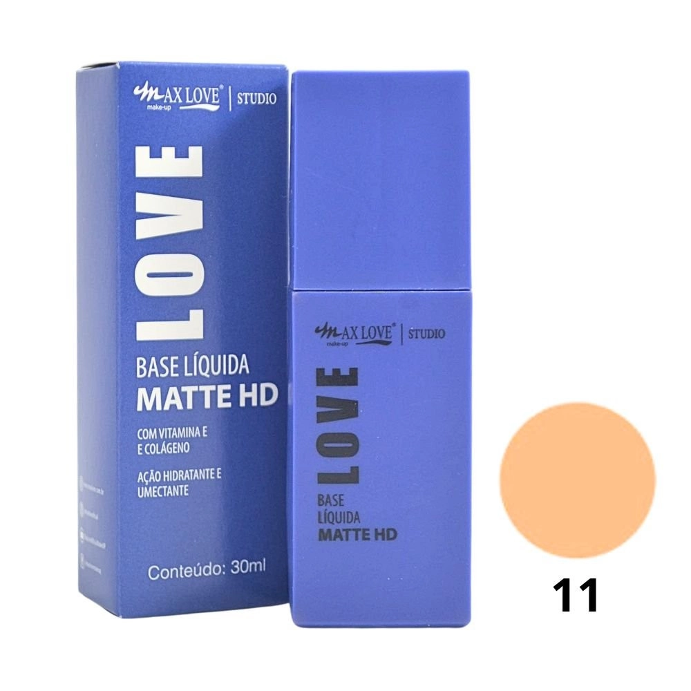  Base Líquida Matte HD Vitamina E Cor 11 Max Love 