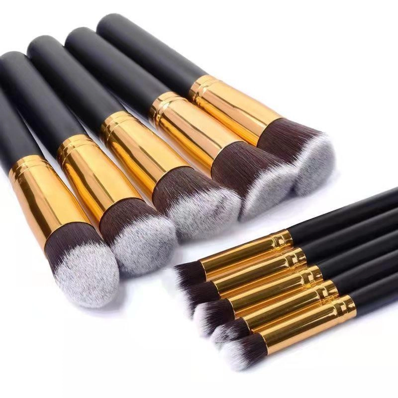 Kit de Pincel com 10 Pincéis de Maquiagem Esfumar Contorno Kabuki 
