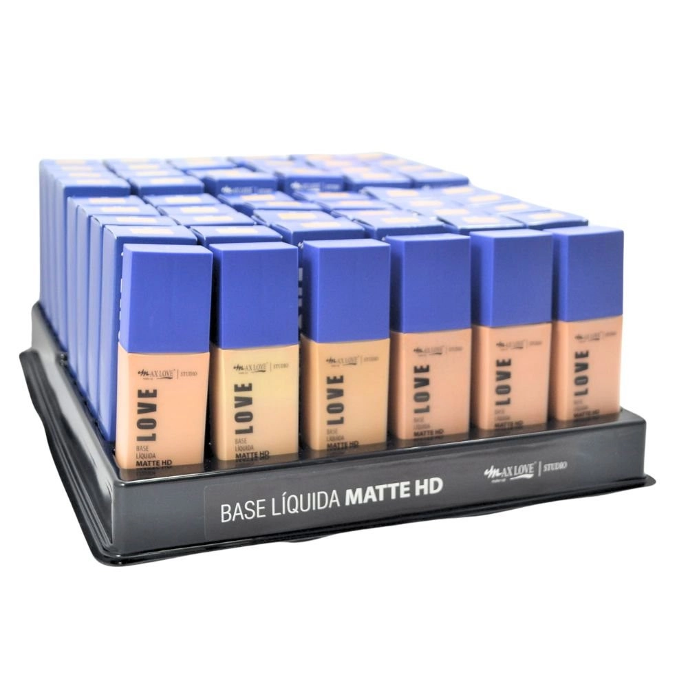  Box 48 Base Líquida Matte HD Vitamina E 08 A 15 Max Love 