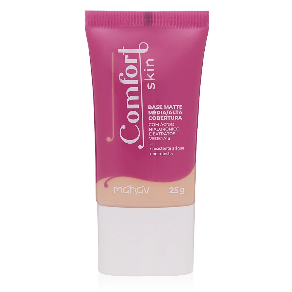  Base Matte Vegana Média/Alta Cobertura Comfort Skin Cor 1 Mahav 