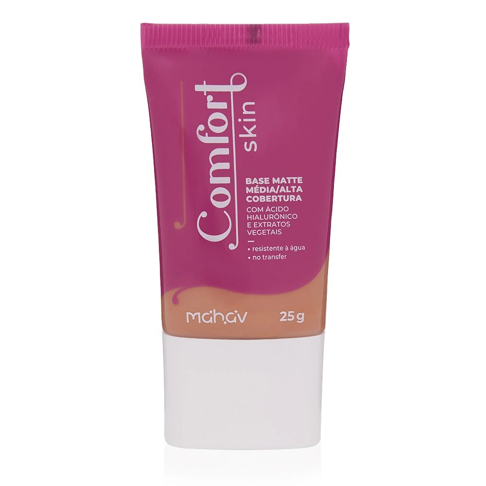  Base Matte Vegana Média/Alta Cobertura Comfort Skin Cor 6 Mahav 