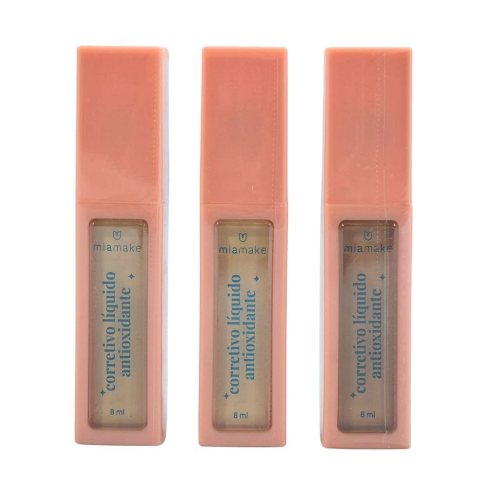  Kit 3 Corretivo Líquido á Prova Dágua Antioxidante Bege Médio Mia Make 401 