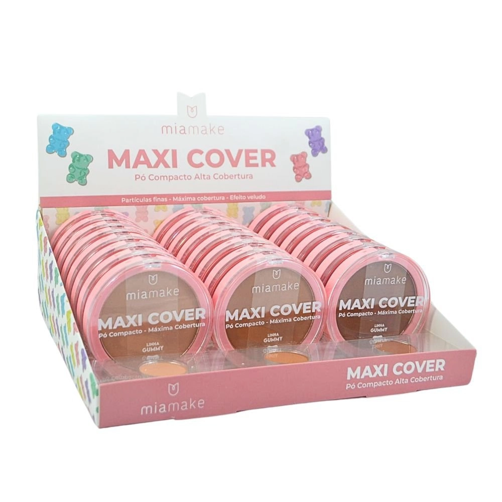  Box 24 Pó Compacto Maxi Cover Gummy Médio Chocolate Mia Make 442 