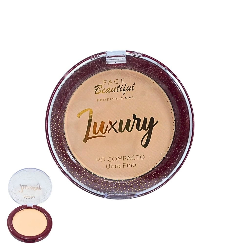  Pó Compacto Profissional Luxury Ultra Fino Cor 1 Face Beautiful FB347 