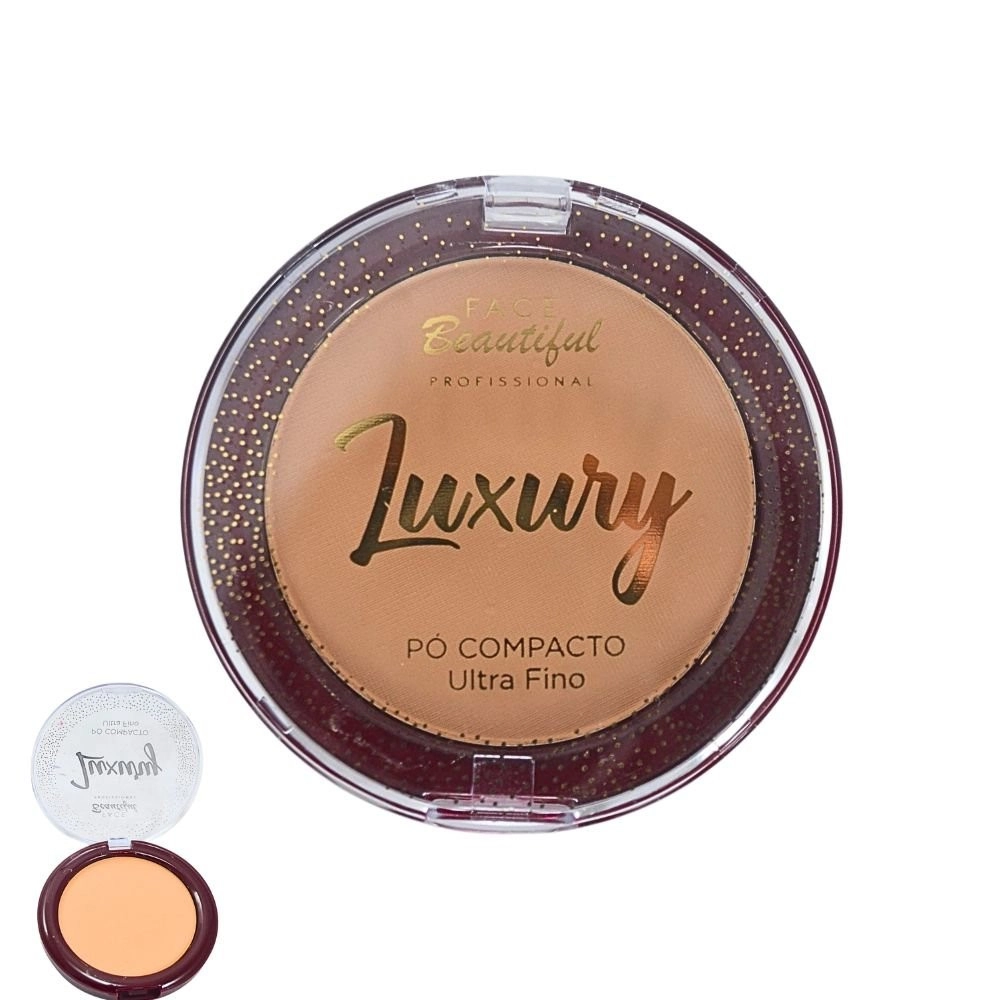  Pó Compacto Profissional Luxury Ultra Fino Cor 4 Face Beautiful FB347 