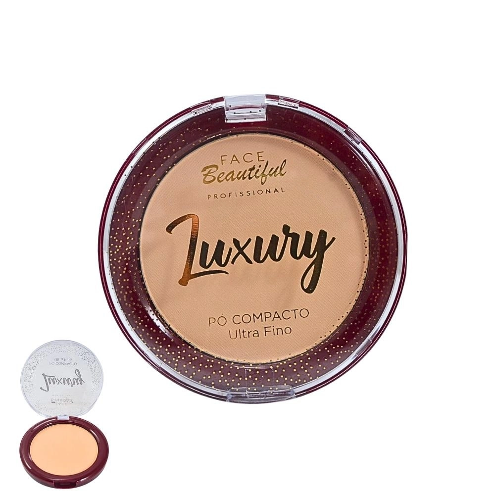  Pó Compacto Profissional Luxury Ultra Fino Cor 5 Face Beautiful FB347 