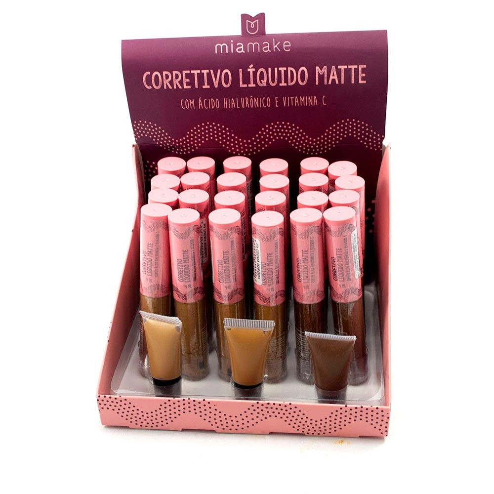  Box 24 Corretivo Líquido Matte Cores Escuras Mia Make 249 