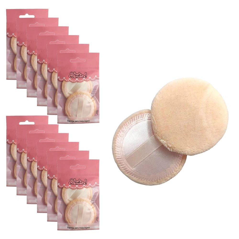  Pacote 12 kit Esponja para Pó Make Lolita QBM00506 com 2 unidades 