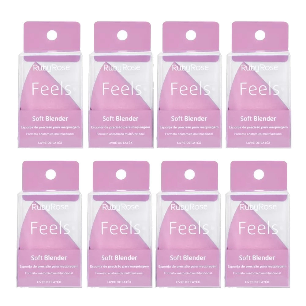  Pacote 8 Esponja Soft Blender Feels Ruby Rose HBS01 