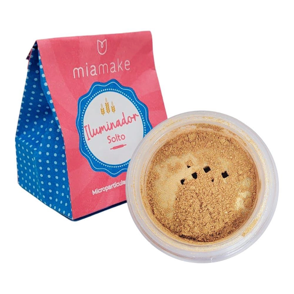  Pó Solto Iluminador Dourado Micropartículas de Alto Brilho Mia Make 359 