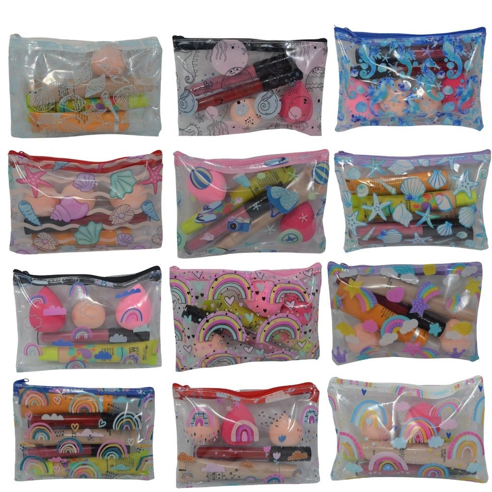  Pacote 12 Necessaire Transparente Compacta com Zíper LUA766074 