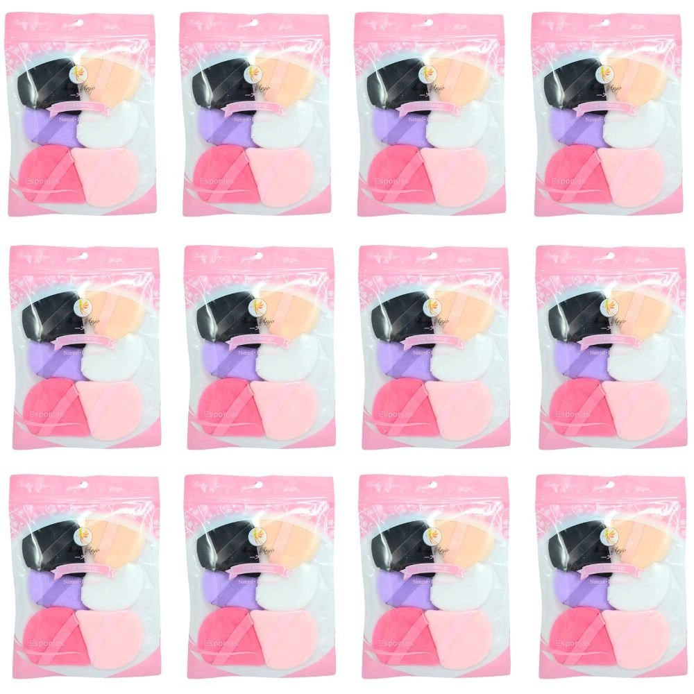  Pacote 12 Esponja para Pó com 6 unidades For Make Up Ruby Anjo WL355 