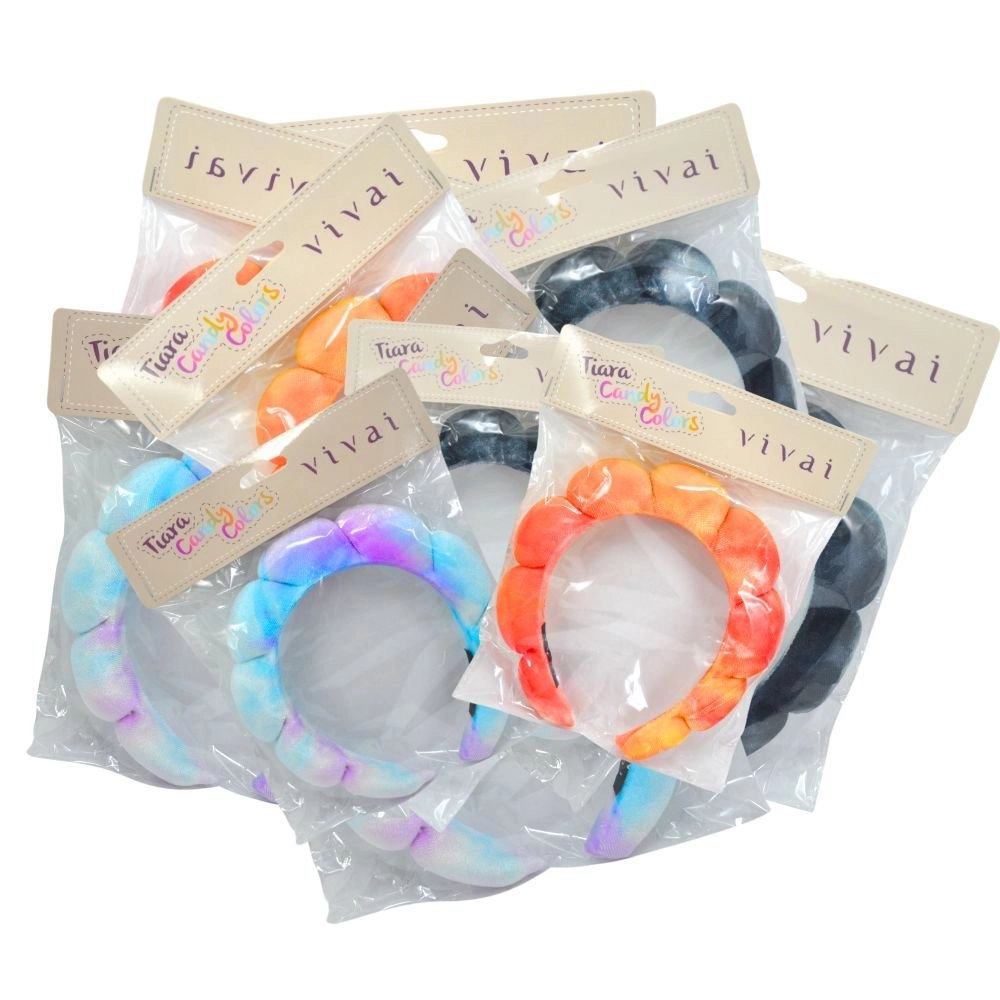  Pacote 12 Tiara Nuvem Faixa de Cabelo para Maquiagem e Skin Care Candy Colors Vivai 5061 